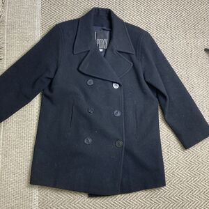 Wool Pea Coat J Percy 100% Merino Wool Black Womens Size 10